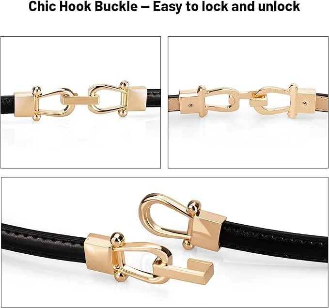 کمربند باریک چرمی زنانه قابل تنظیم، سایز آزاد