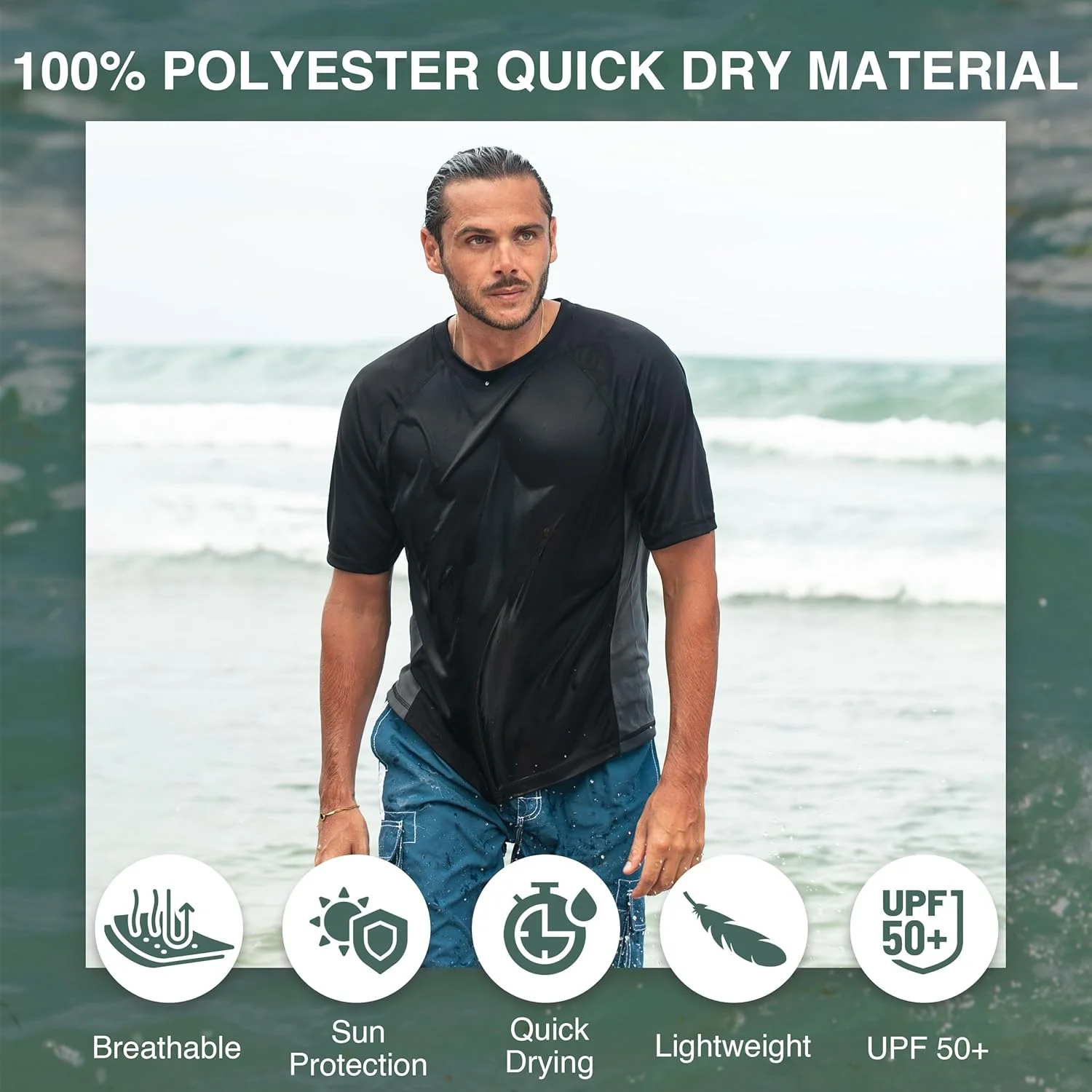 تیشرت شنا مردانه کان یو سرف با محافظت UPF 50+ (سایزهای معمولی و بزرگ) تیشرت شنا مردانه کان یو سرف با محافظت UPF 50+ (سایزهای معمولی و بزرگ)