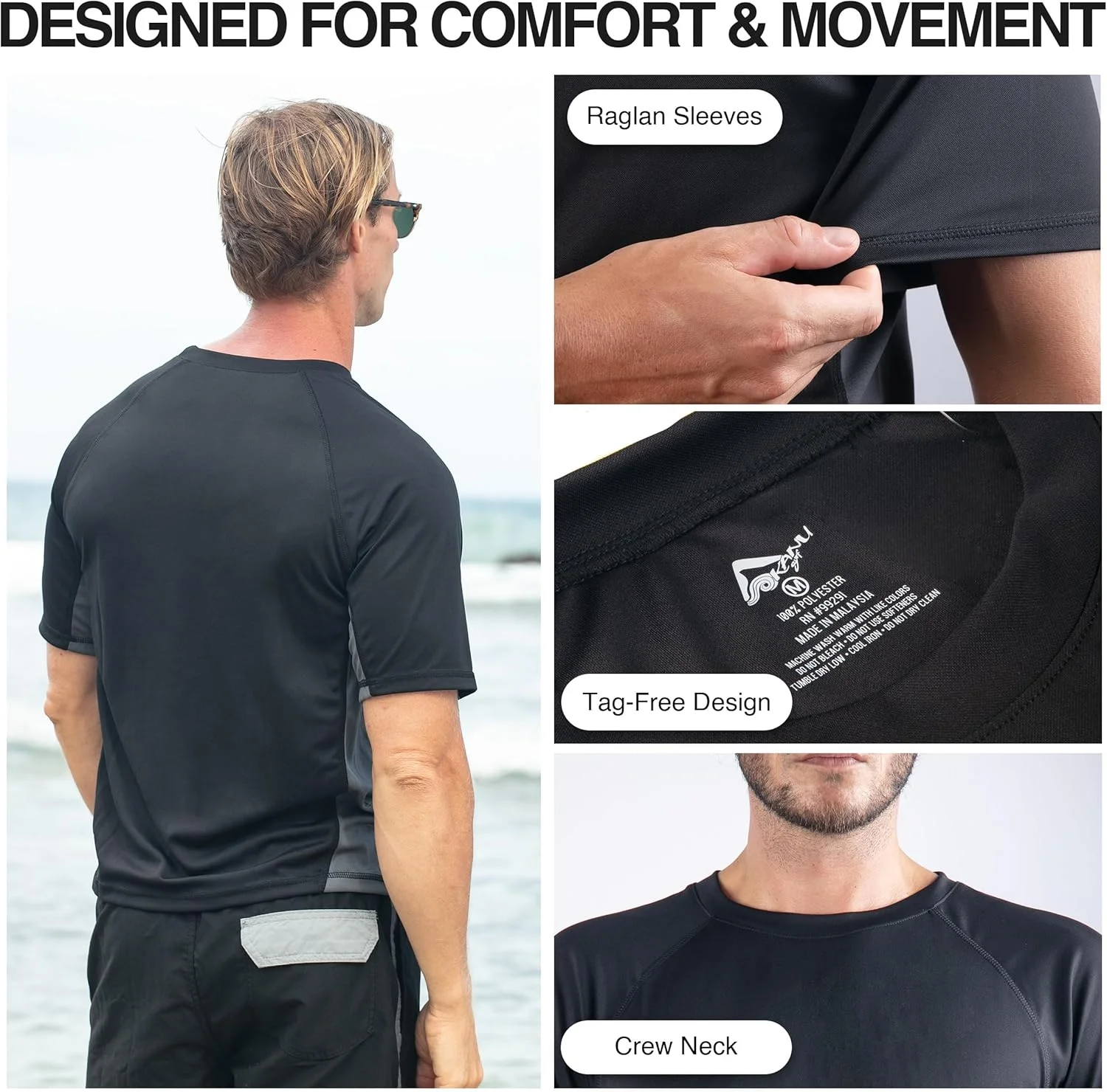 تیشرت شنا مردانه کان یو سرف با محافظت UPF 50+ (سایزهای معمولی و بزرگ) تیشرت شنا مردانه کان یو سرف با محافظت UPF 50+ (سایزهای معمولی و بزرگ)