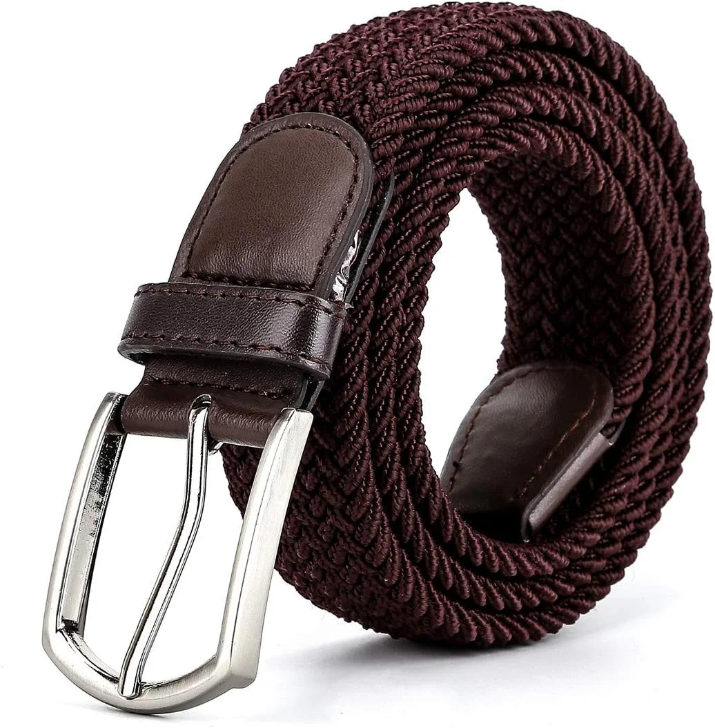 کمربند پارچه ای کشی بافته شده رادمایر، طرح شاه ماهی چند رنگ، 11 رنگ و 7 سایز، قهوه ای، عرض 3.3 سانتی متر، نوار الاستیک، سبک وزن، مناسب پیاده روی، گلف، بزرگسالان، مناسب برای هر دو جنس