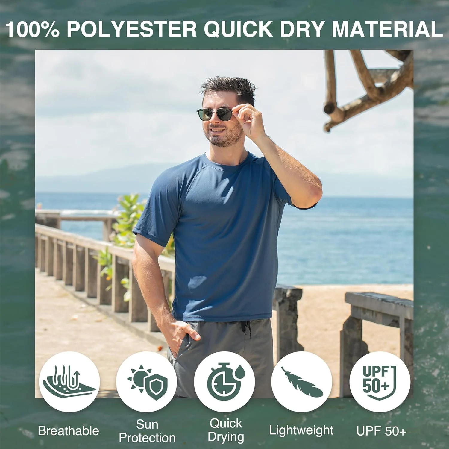 تی‌شرت آستین کوتاه مردانه کانوسرف با محافظت UPF 50+ (سایزهای معمولی و بزرگ)