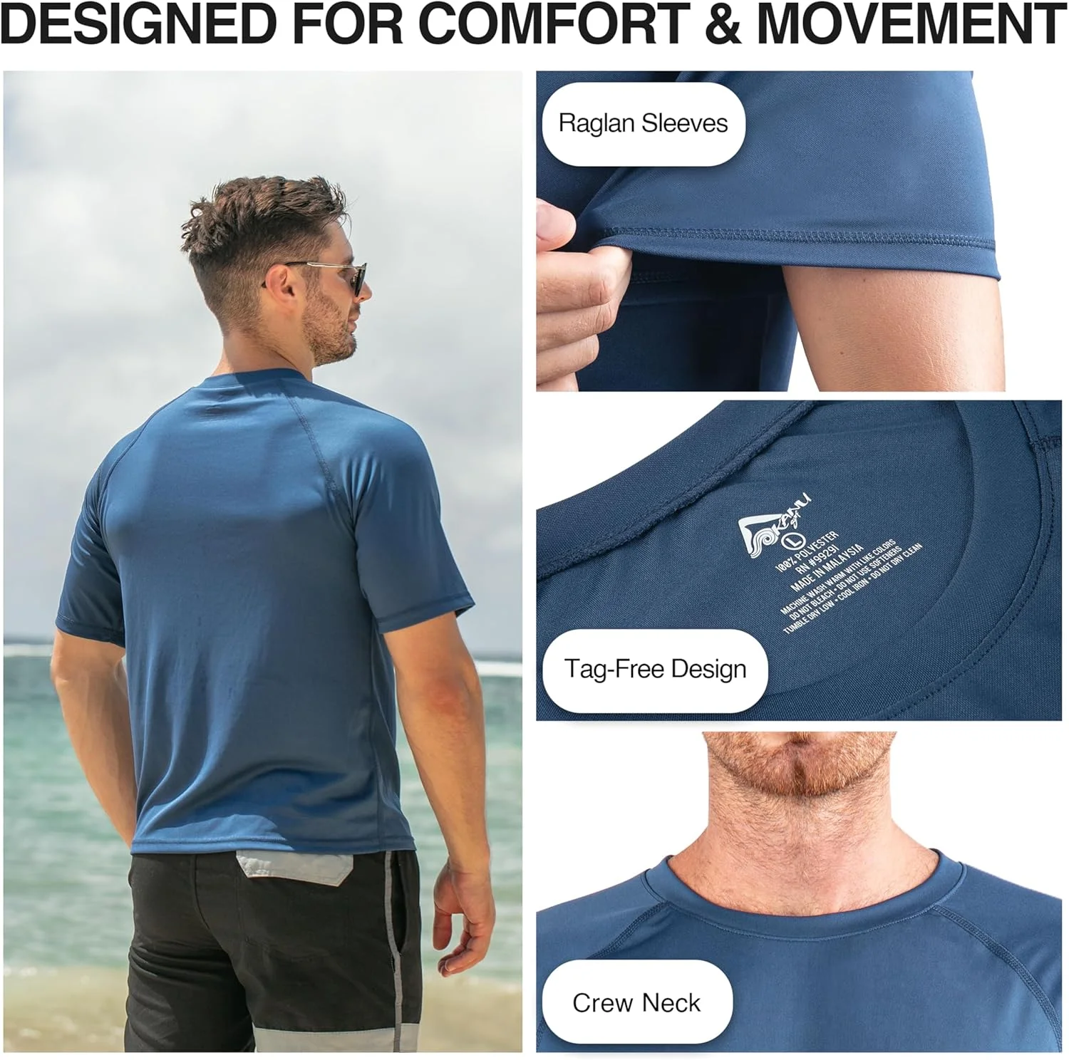 تی‌شرت آستین کوتاه مردانه کانوسرف با محافظت UPF 50+ (سایزهای معمولی و بزرگ)