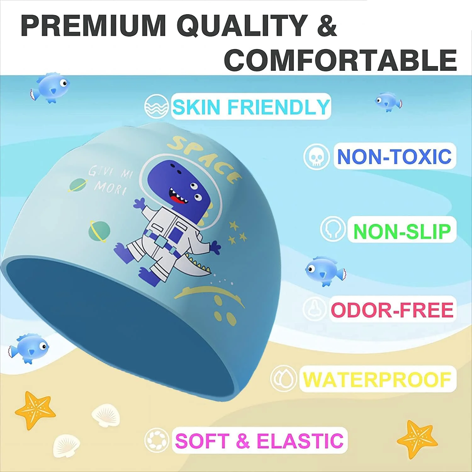 کلاه شنای کودکانه جورانب و عینک ضد بخار با محافظت در برابر اشعه ماوراء بنفش - کلاه حمام ضد آب برای دختران، کودکان نوپا، کودکان، پسران