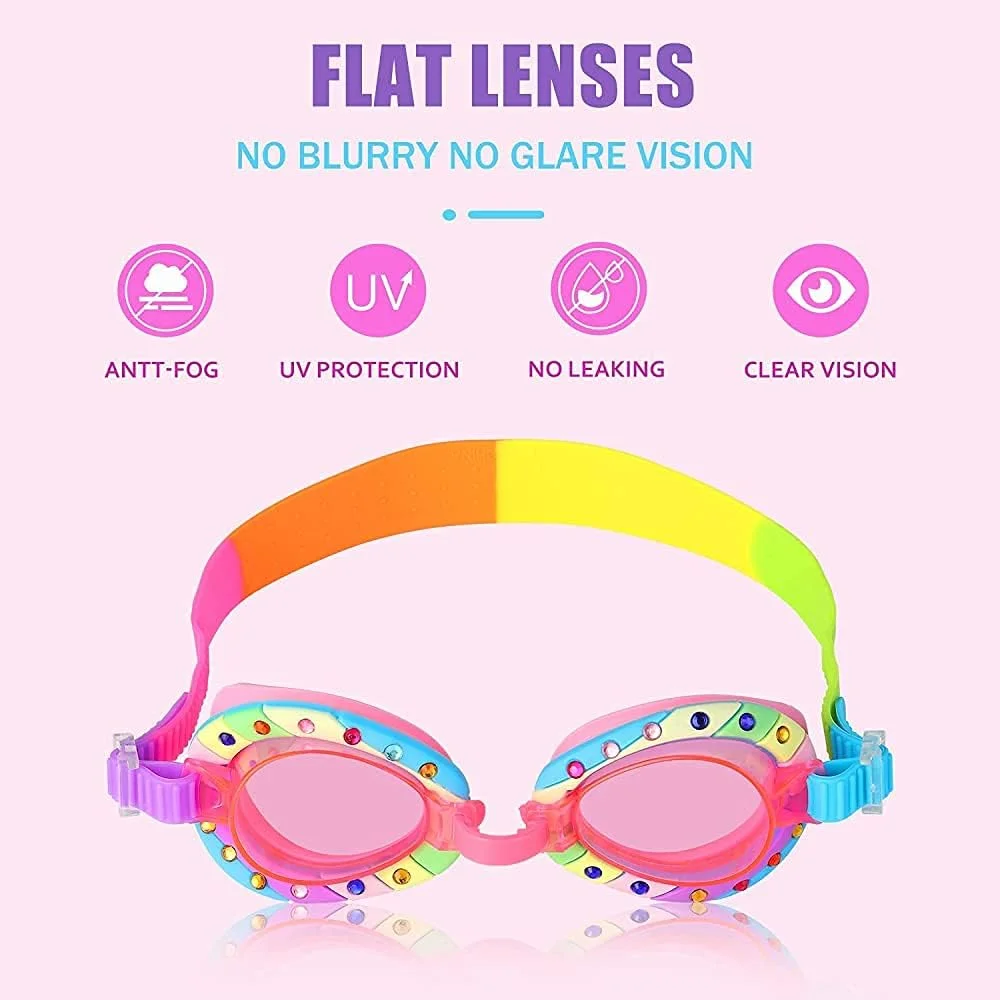 کلاه شنای کودکانه جورونب و عینک ضد بخار با محافظت در برابر اشعه ماوراء بنفش - کلاه حمام ضد آب برای دختران، کودکان نوپا، کودکان، پسران