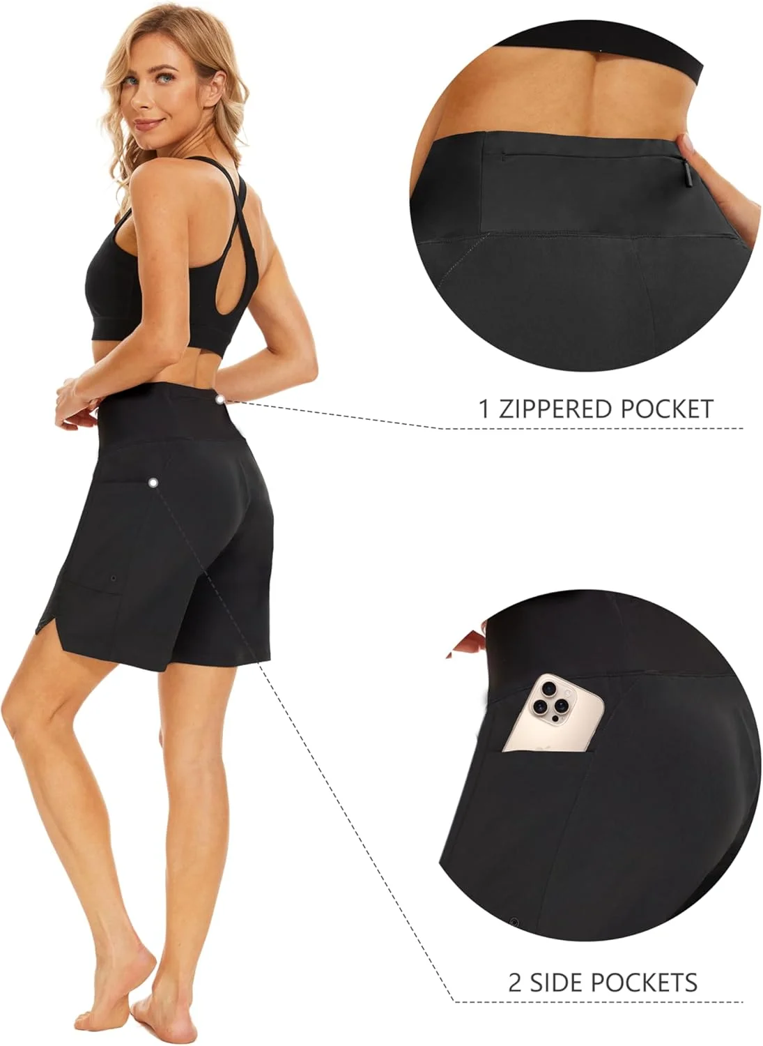 شلوارک شنا زنانه JENEARY، فاق بلند، کنترل شکم، خشک‌شونده سریع، مدل برمودا، بلند