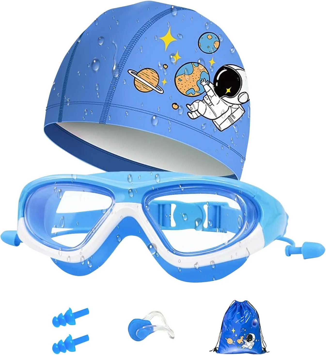 عینک شنای کودکان INFOSUN، فریم بزرگ ضد نشت، ضد مه و ضد بازتاب نور، بند قابل تنظیم، گوش گیر یکپارچه، کلاه، گیره بینی و گوش گیر مجموعه چهار تکه، همراه با جعبه و کیف عینک عینک شنای کودکان INFOSUN، فریم بزرگ ضد نشت، ضد مه و ضد بازتاب نور، بند قابل تنظیم، گوش گیر یکپارچه، کلاه، گیره بینی و گوش گیر مجموعه چهار تکه، همراه با جعبه و کیف عینک