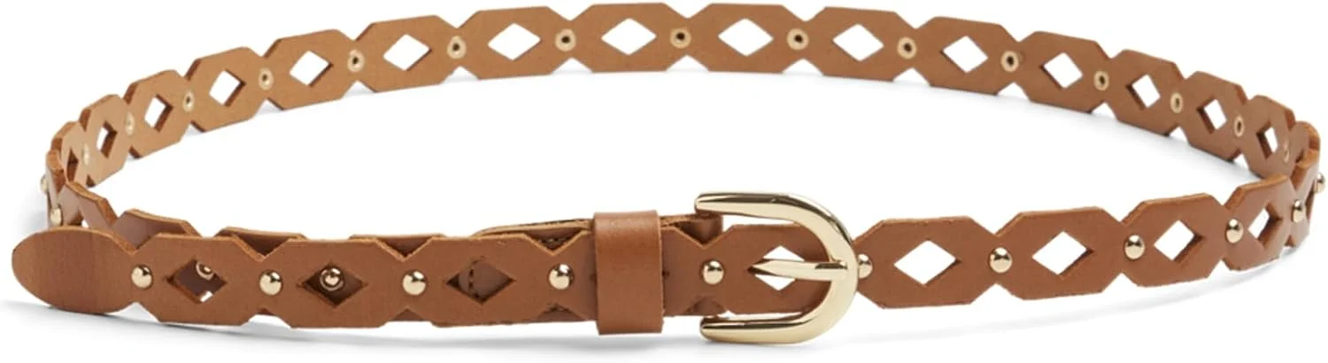 کمربند چرمی زنانه پی سز مدل Pcnyas Leather Stud Jeans (تک عددی)