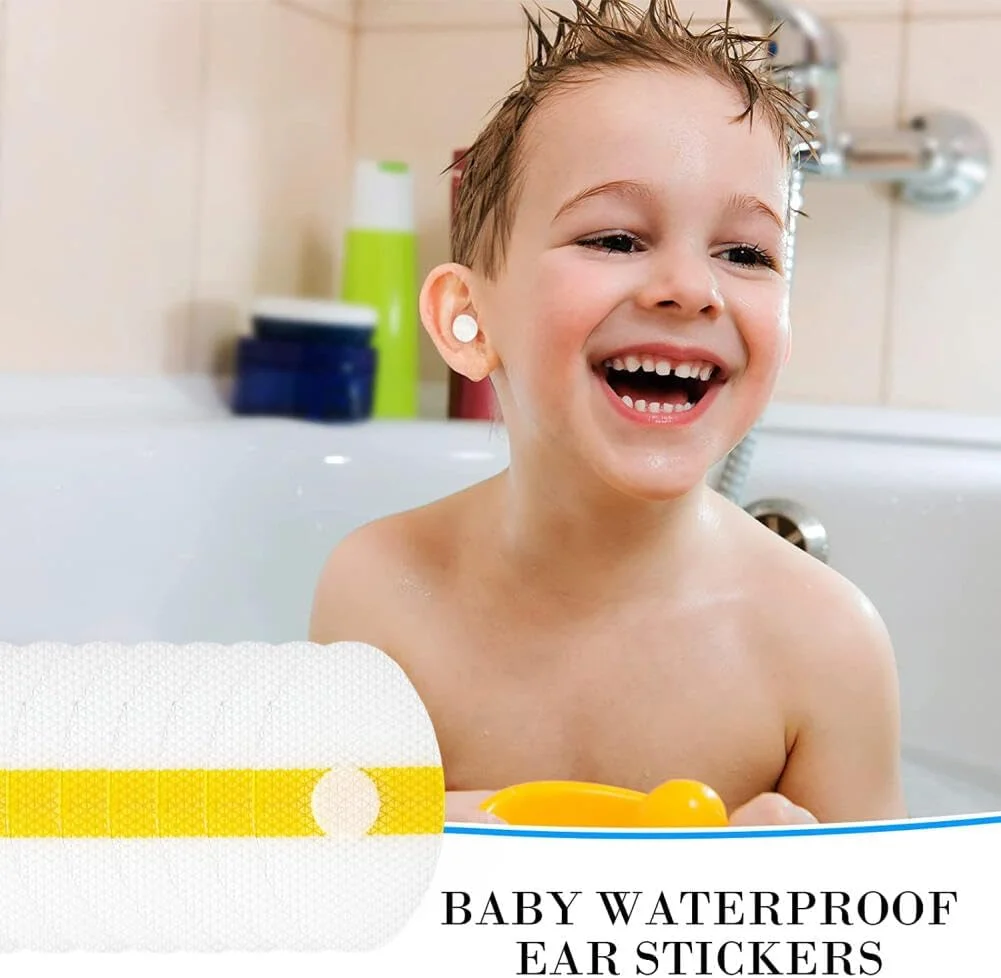 برچسب گوش ضد آب کودک گودرن 30 عددی، محافظ گوش نوزاد برای حمام، محافظ گوش ضد آب با محافظ گوش، محافظ گوش یکبار مصرف کودک برای شنا، حمام کردن و موج سواری
