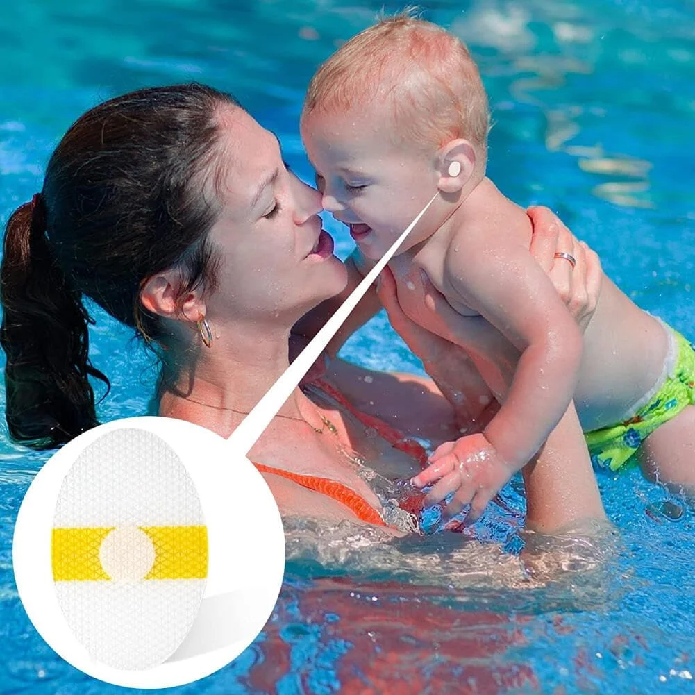 برچسب گوش ضد آب کودک گودرن 30 عددی، محافظ گوش نوزاد برای حمام، محافظ گوش ضد آب با محافظ گوش، محافظ گوش یکبار مصرف کودک برای شنا، حمام کردن و موج سواری