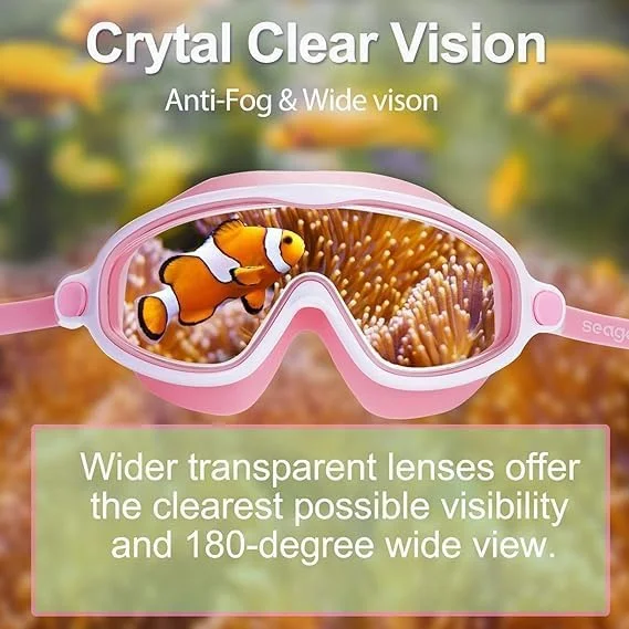 عینک شنای بچگانه، 2 عددی، ضد بخار، ضد اشعه ماوراء بنفش، دید گسترده، مناسب برای کودکان 3 تا 15 سال