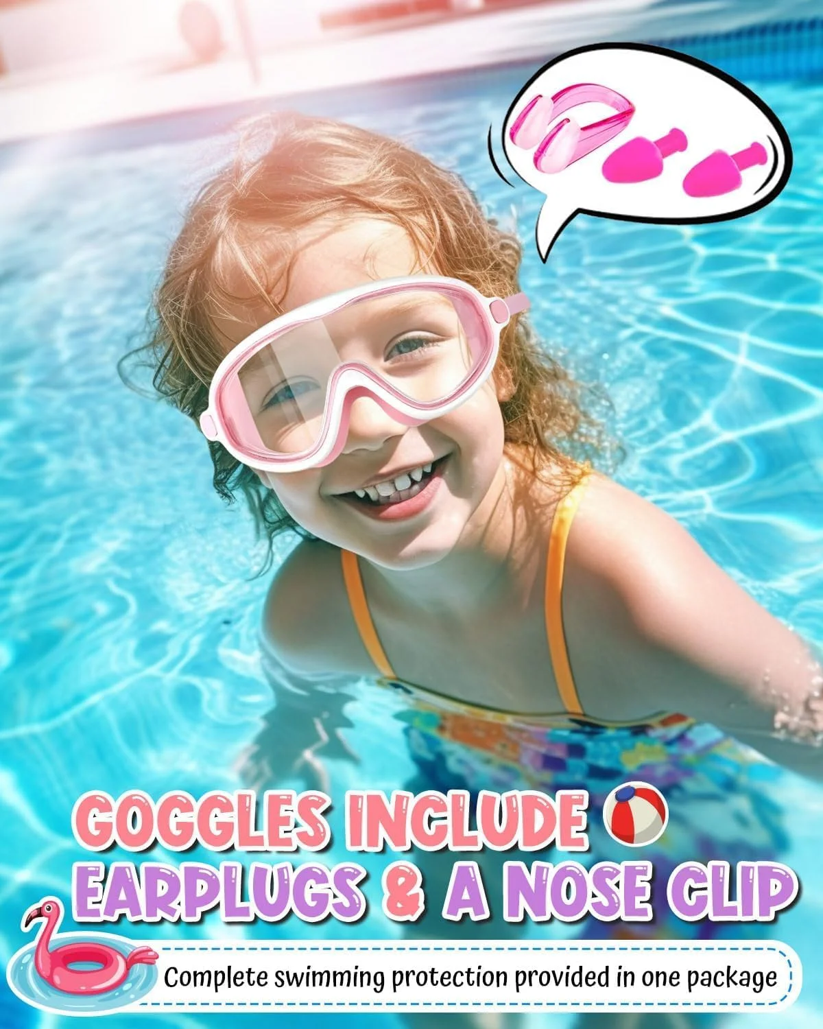 بسته 2 عددی عینک شنا برای کودکان 3 تا 15 سال، دید گسترده، ضد بخار و محافظت در برابر اشعه ماوراء بنفش، عینک شنا بدون نشتی