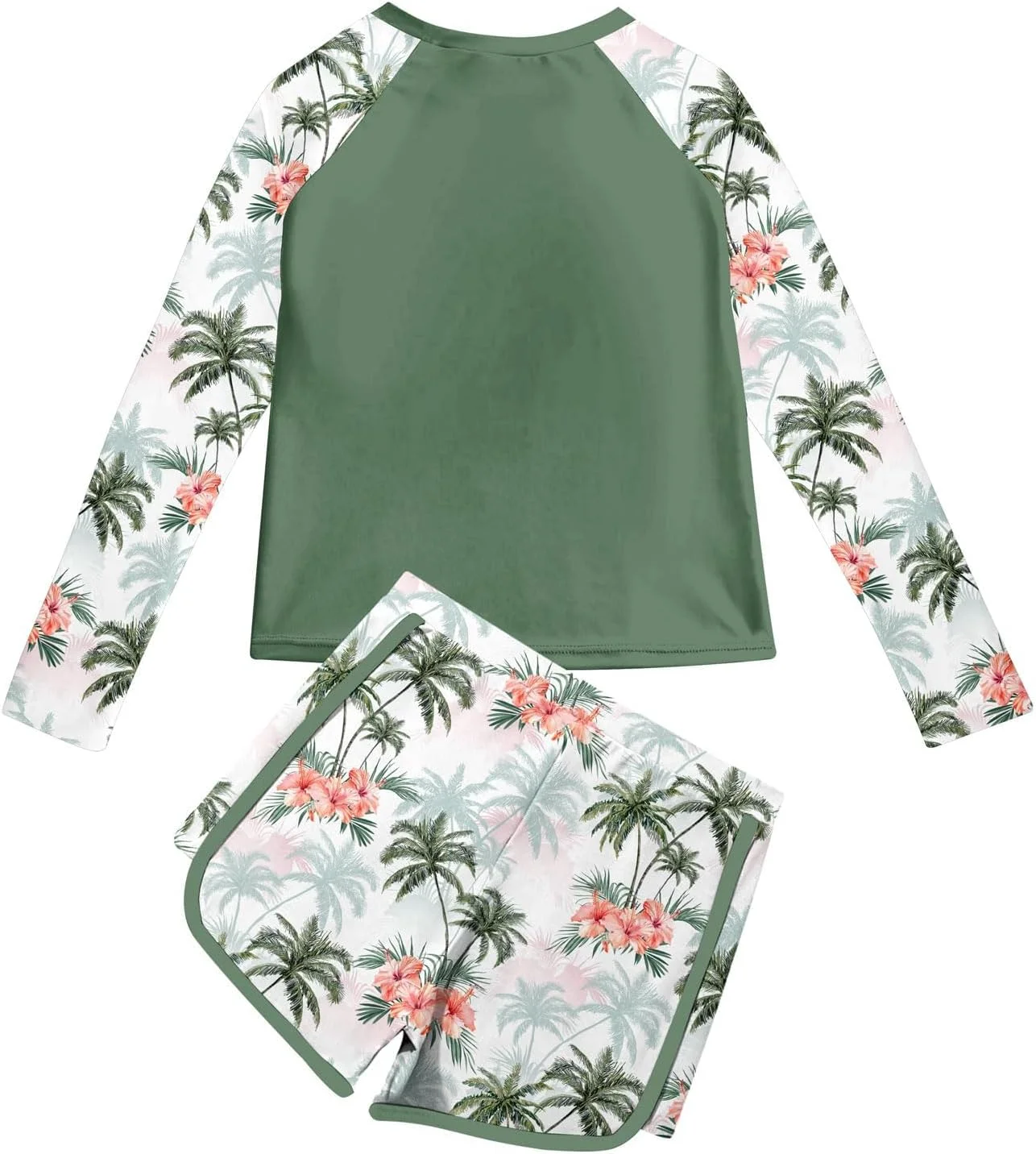 لباس شنای دو تکه دخترانه محافظ در برابر آفتاب با UPF 50+ - لباس شنای سبک وزن تابستانی برای سنین 10-11 سال - ست شنای راحت و شیک برای تفریح در ساحل و استخر