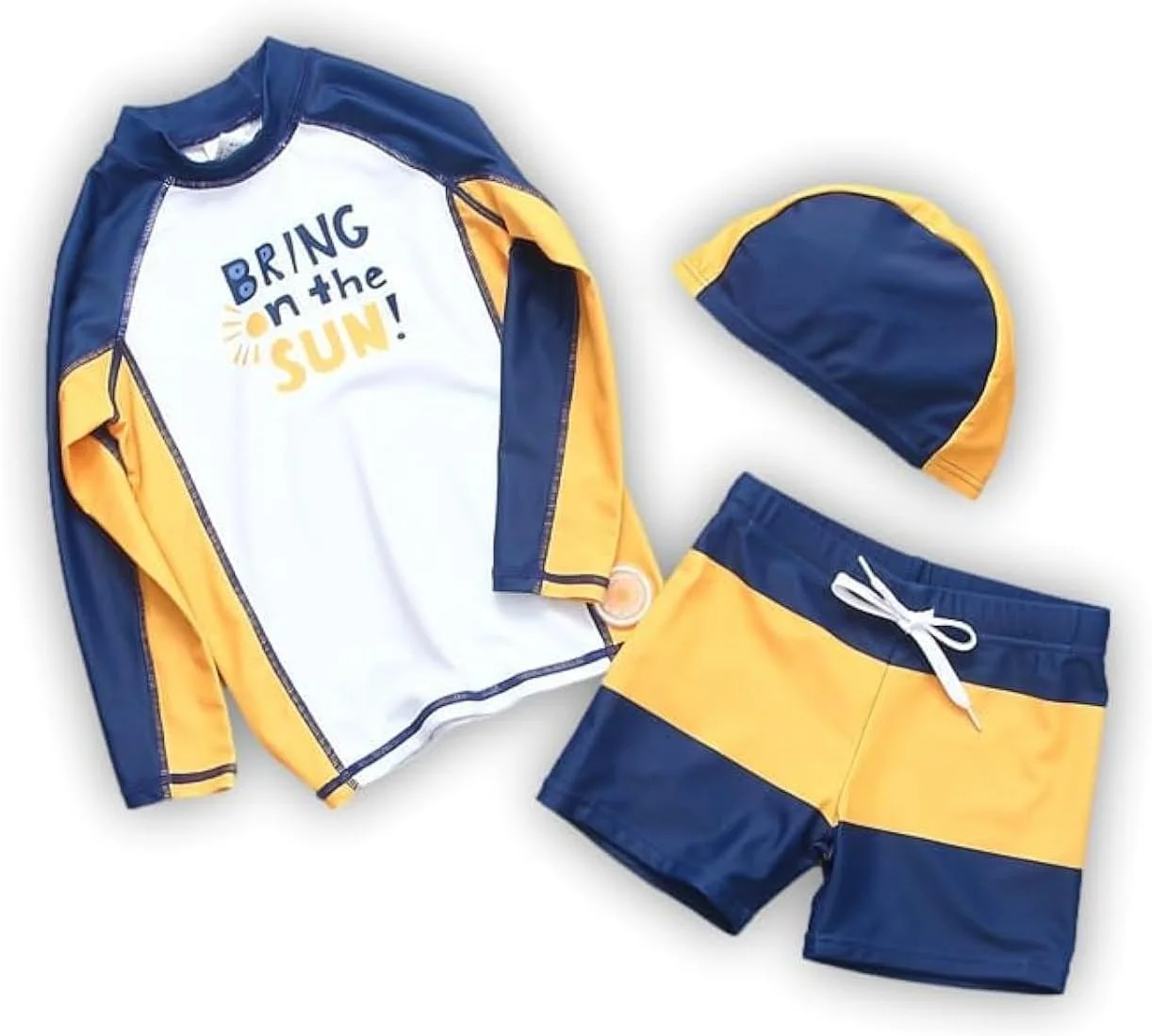 لباس شنا پسرانه برای نوزادان/کودکان، آستین بلند، محافظ در برابر آفتاب، لباس موج سواری