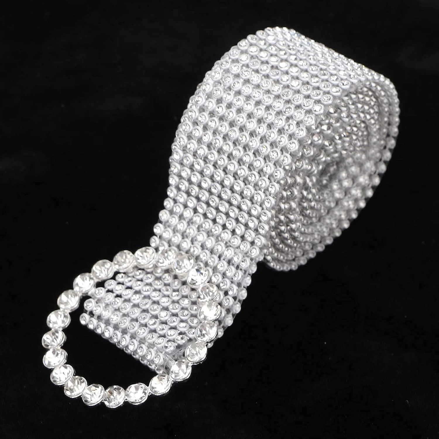 کمربند تزئینی نگین‌دار نقره‌ای ماییا، مناسب بانوان و آقایان - انعطاف‌پذیر و با بست محکم - مناسب مهمانی‌ها، جشنواره‌ها و عروسی‌ها