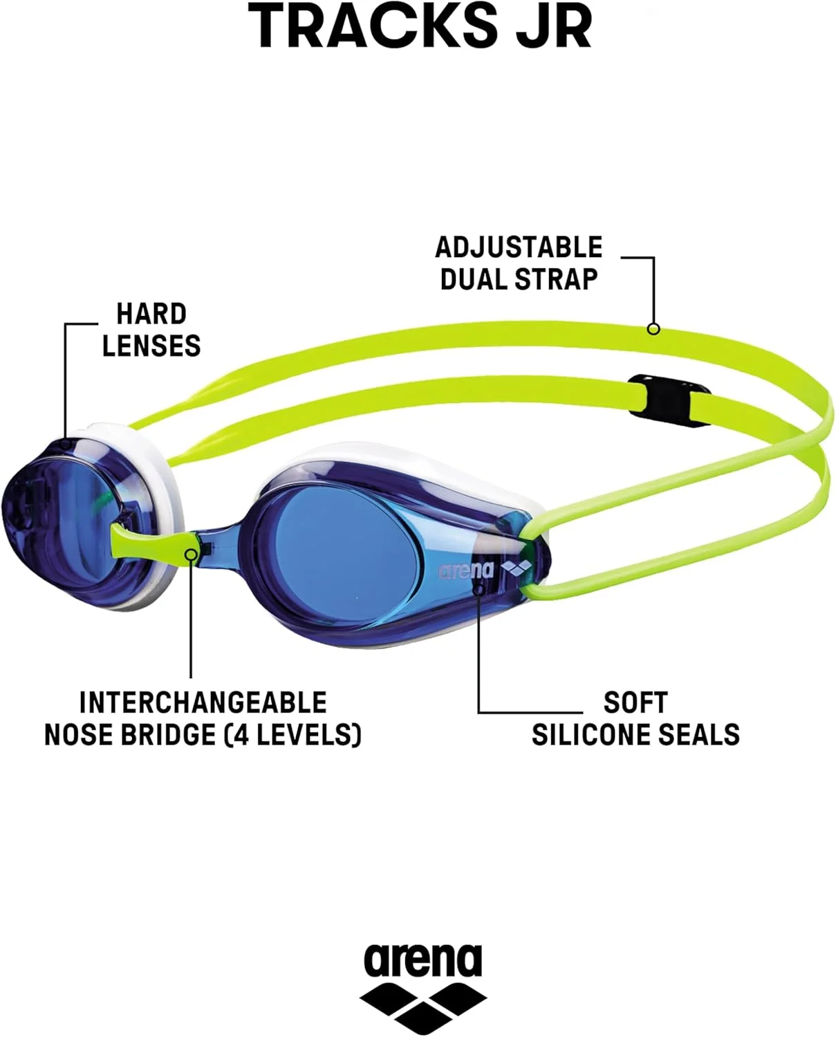 عینک شنا آرنا مدل Tracks Jr مناسب نوجوانان