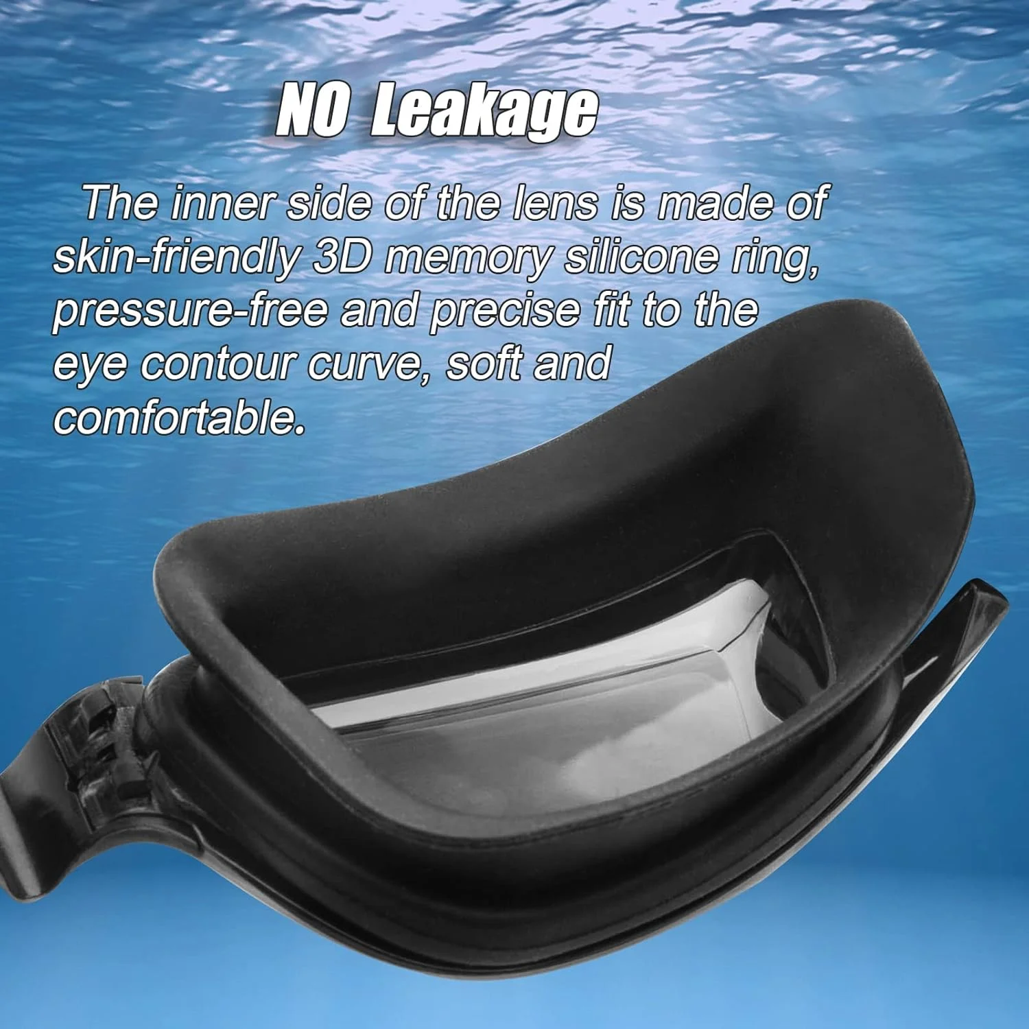 عینک شنای طبی برای افراد نزدیک بین با نمره 2.0- تا 8.0-، ضد بخار، لنز شفاف، بدون نشتی و محافظت در برابر اشعه ماوراء بنفش