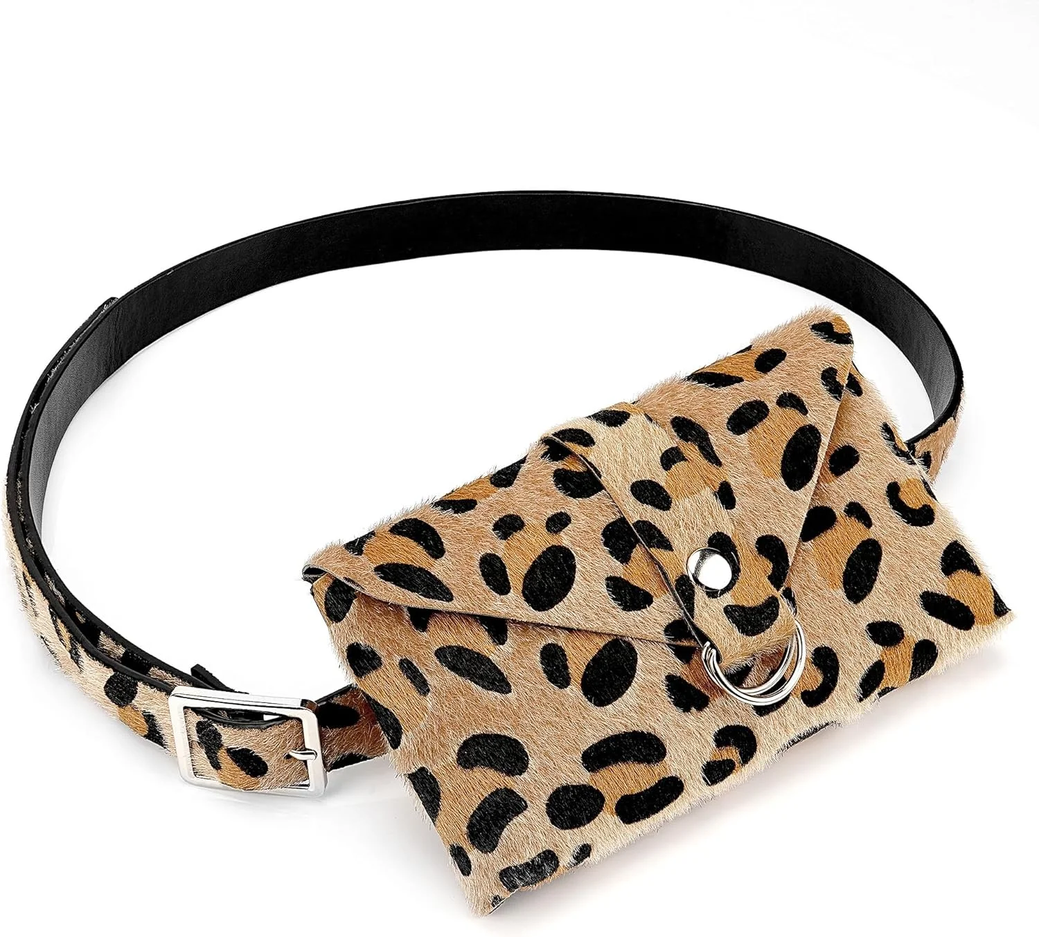 کمربند زنجیری زنانه، زنجیر کمری پلنگی قهوه ای با کیف نگهداری، 104 سانتی متر، اکسسوری مد روز و قابل تنظیم برای خرید در فضای باز، مسافرت و پیاده روی