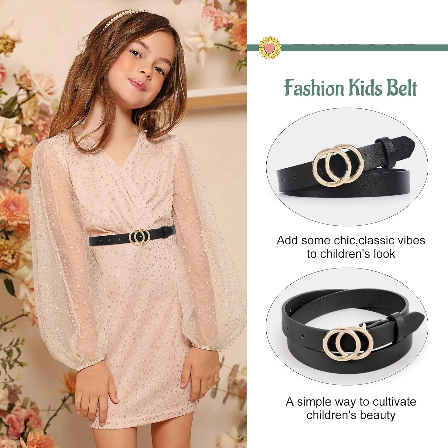 کمربند کمر چرمی زنانه شیک کمربند کمر چرمی مصنوعی کمربند شلوار جین چرمی مصنوعی برای دختران با سگک حلقه دوتایی برای نوجوانان 2 عددی، تک سایز