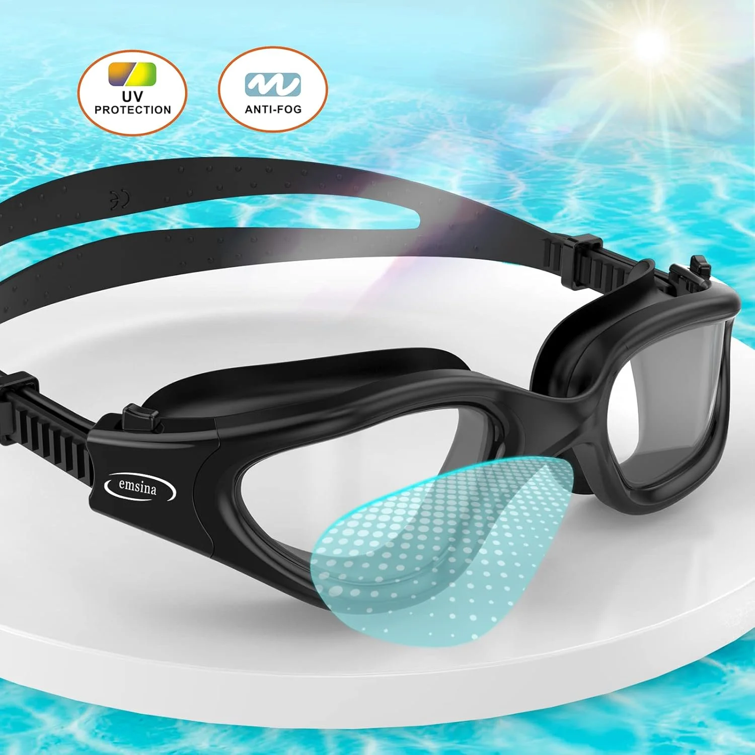عینک شنا، عینک شنای پلاریزه G1 ضد مه برای مردان و زنان