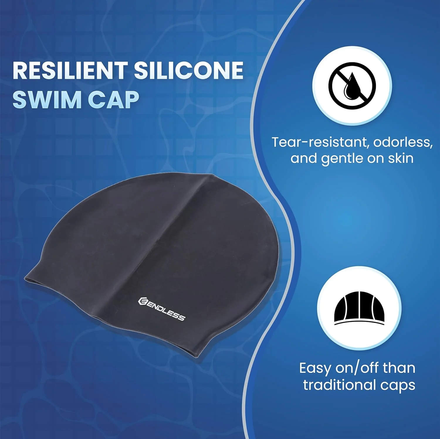 کلاه شنا سیلیکونی ساده و راحت مدل EL1019 مناسب موهای بلند و کوتاه، ضد آب با لبه ضخیم تر، مناسب بزرگسالان، بانوان و آقایان