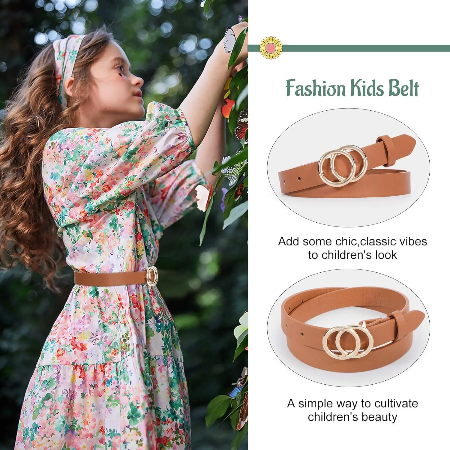 کمربند کمر چرمی زنانه شیک کمربند کمر چرمی مصنوعی کمربند شلوار جین چرمی مصنوعی برای دختران با سگک حلقه دوتایی برای نوجوانان 2 عددی، تک سایز