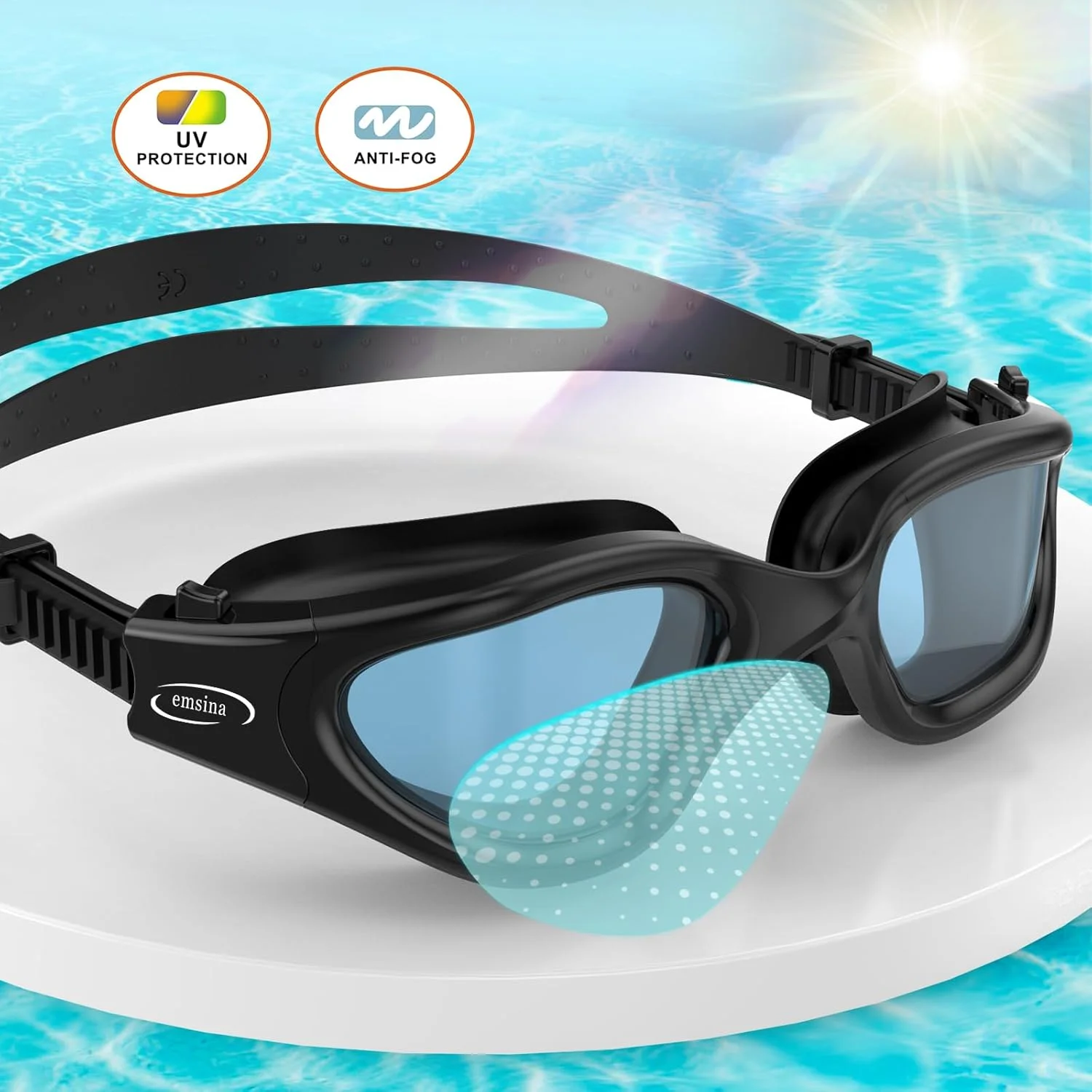 عینک شنا، عینک شنا پلاریزه G1 ضد مه برای مردان و زنان