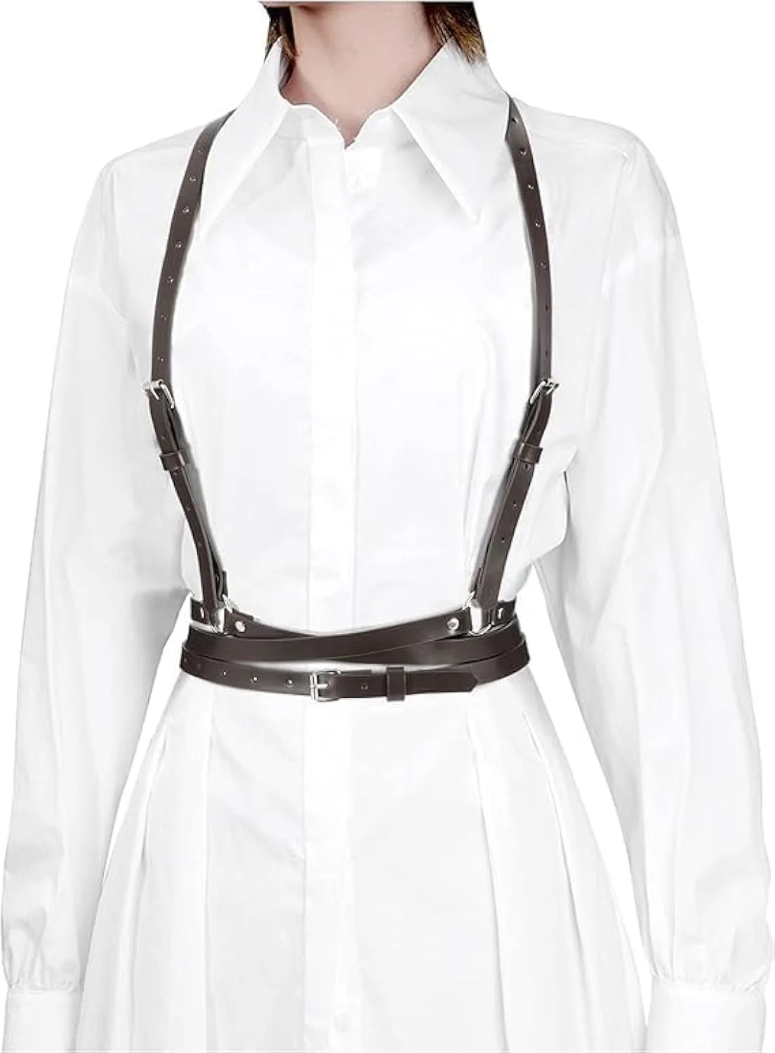 زنجیر بدن چرمی پانک کمربندهای قابل تنظیم زنانه چرم PU فشن زنجیر بدن برای زنان دختران لوازم جانبی کمربند Cosplay، یک سایز