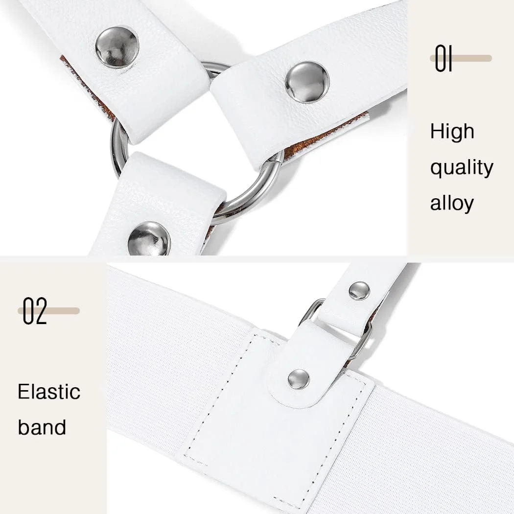 کمربندهای پانک زنانه چرمی مصنوعی زنجیر بدن فشن لوازم جانبی هالووین کمربند قابل تنظیم (سفید)