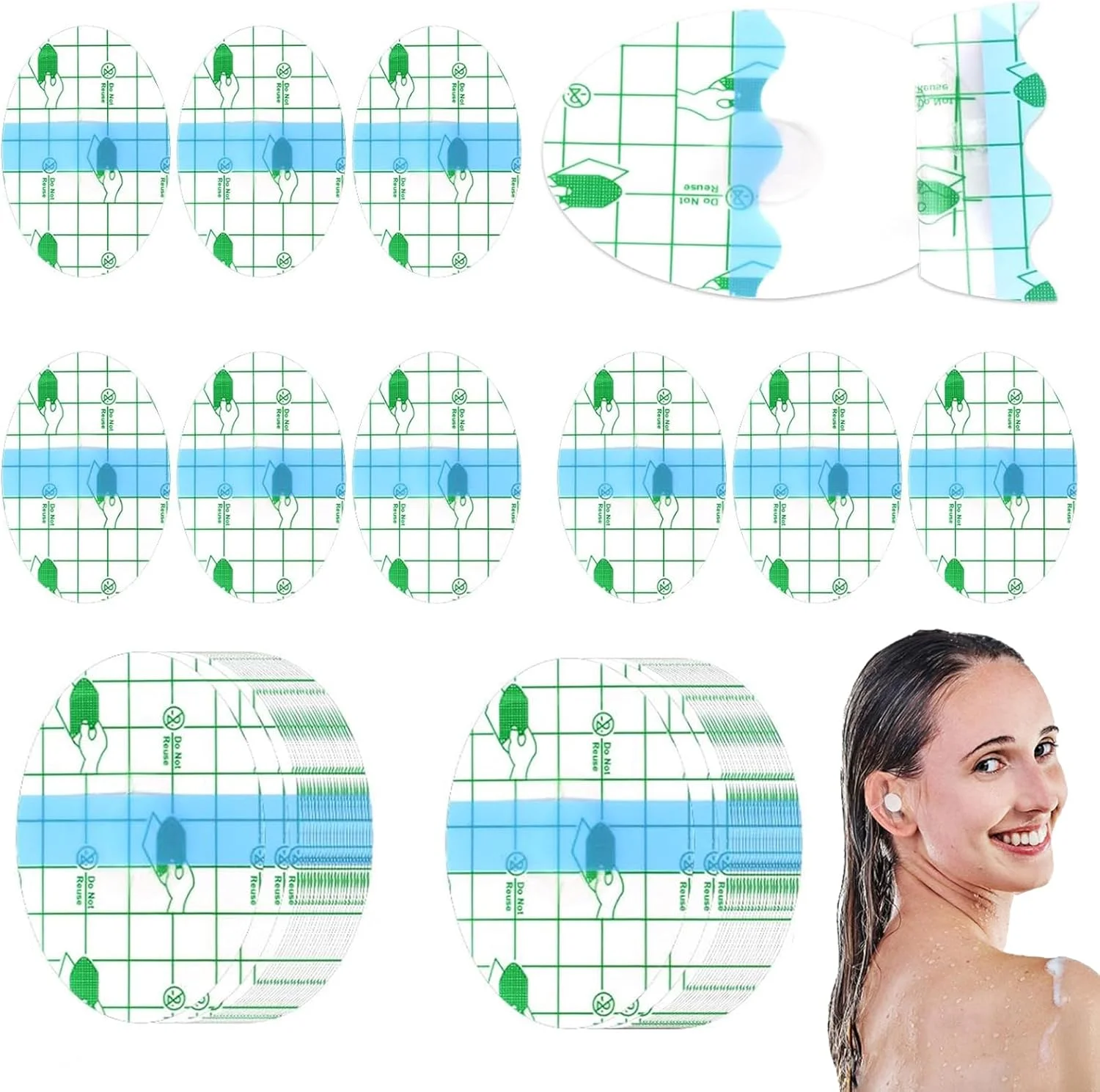 محافظ گوش ضد آب برای دوش و ورزش های آبی - 60 عدد به همراه گوش گیر پنبه ای - محافظ گوش بزرگسال برای شنا، موج سواری، غواصی