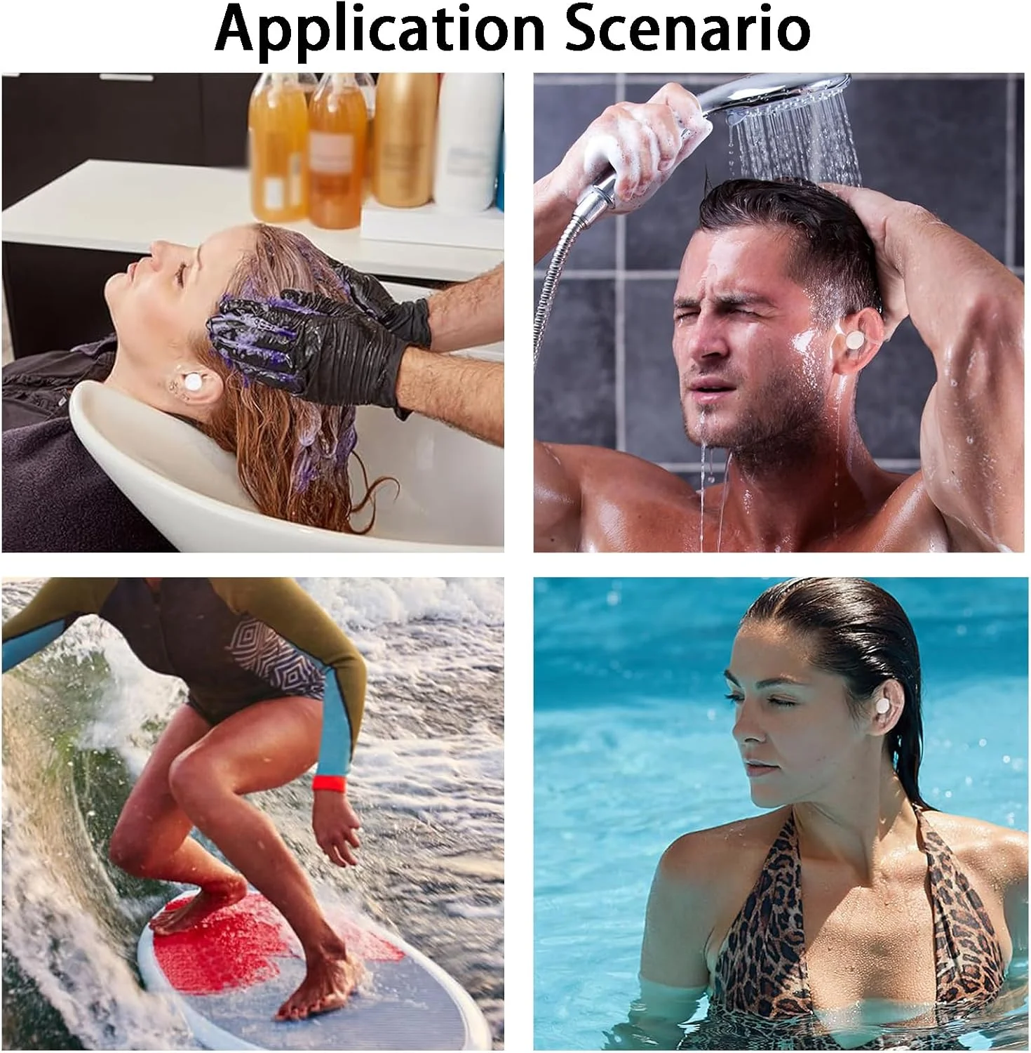 محافظ گوش ضد آب برای دوش و ورزش های آبی - 60 عدد به همراه گوش گیر پنبه ای - محافظ گوش بزرگسال برای شنا، موج سواری، غواصی