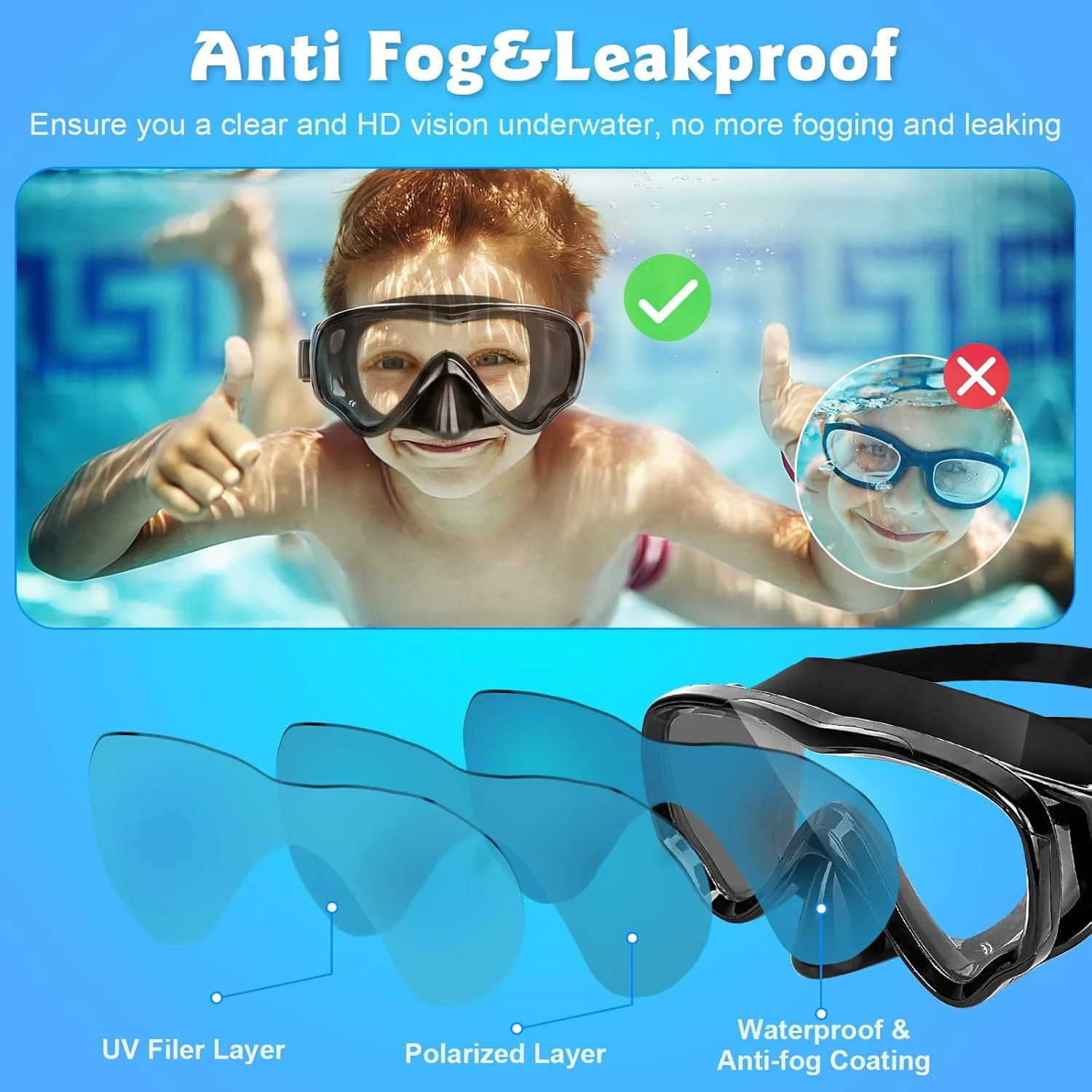 عینک غواصی کودکان، عینک غواصی، ماسک غواصی پانورامیک 180 درجه ضد مه و ضد نشت، عینک شنا برای کودکان 5-12 سال، عینک غواصی بادوام با شیشه حرارت دیده (رنگ های مختلف) عینک غواصی کودکان، عینک غواصی، ماسک غواصی پانورامیک 180 درجه ضد مه و ضد نشت، عینک شنا برای کودکان 5-12 سال، عینک غواصی بادوام با شیشه حرارت دیده (رنگ های مختلف)