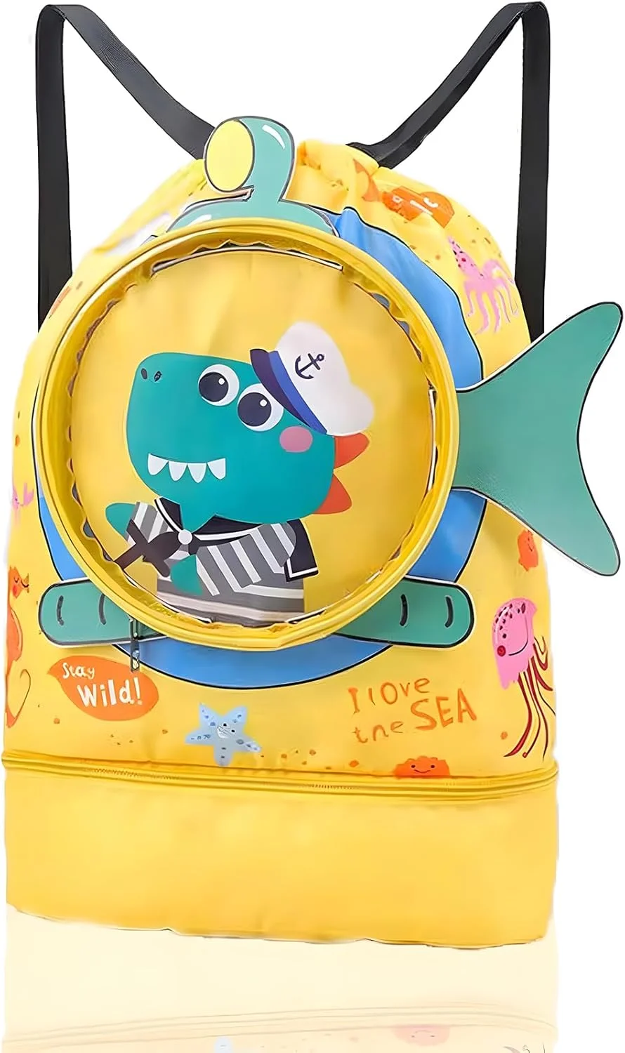 کیف شنا، کوله پشتی ساحلی با قابلیت جداسازی خشک و تر، کوله پشتی شنای بند دار کودکان، کیف شنای قابل تنظیم برای دختران، پسران، کمپینگ، ساحل، مسافرت