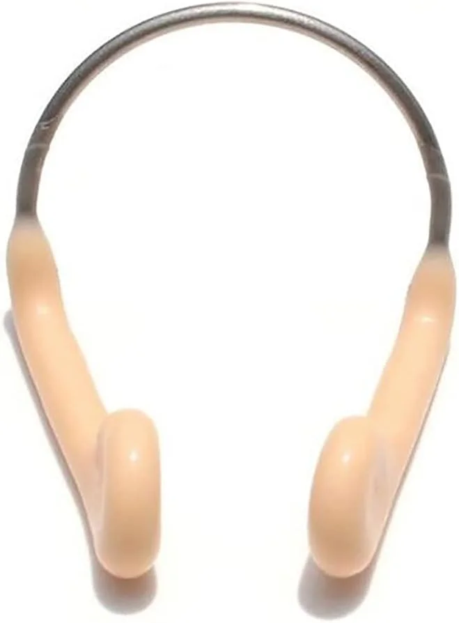 گیره بینی شنا دلفینو، گیره بینی شنا سیلیکونی محافظ بینی تمرینی با فولاد برای استفاده در مسابقات شنا بزرگسالان و کودکان، بژ (10 عدد)