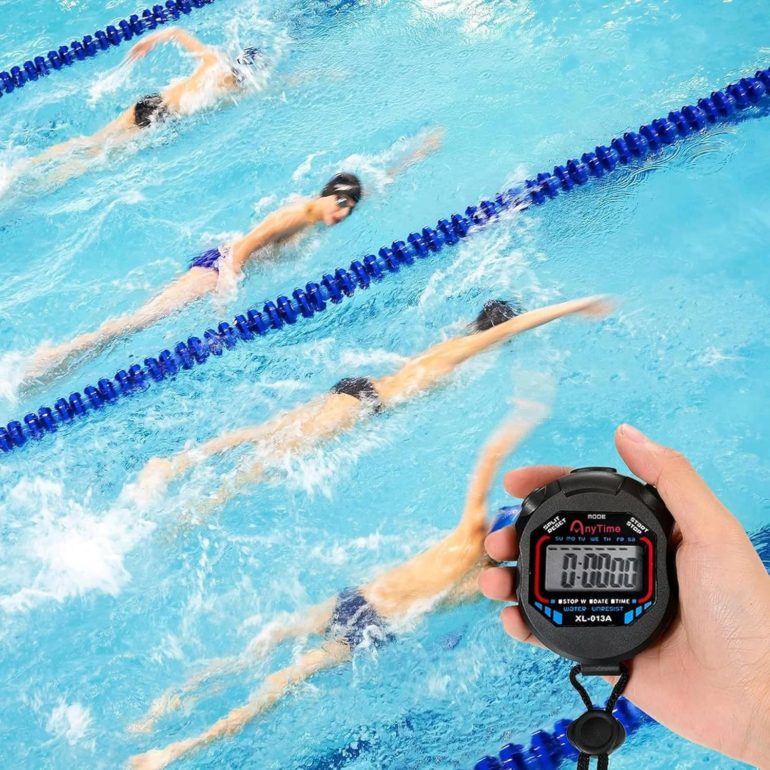 کرنومتر ورزشی - 2 عدد دیجیتال چند منظوره با صفحه نمایش بزرگ، تقویم، زنگ هشدار برای ورزش، مربیان تناسب اندام و داوران (مشکی)