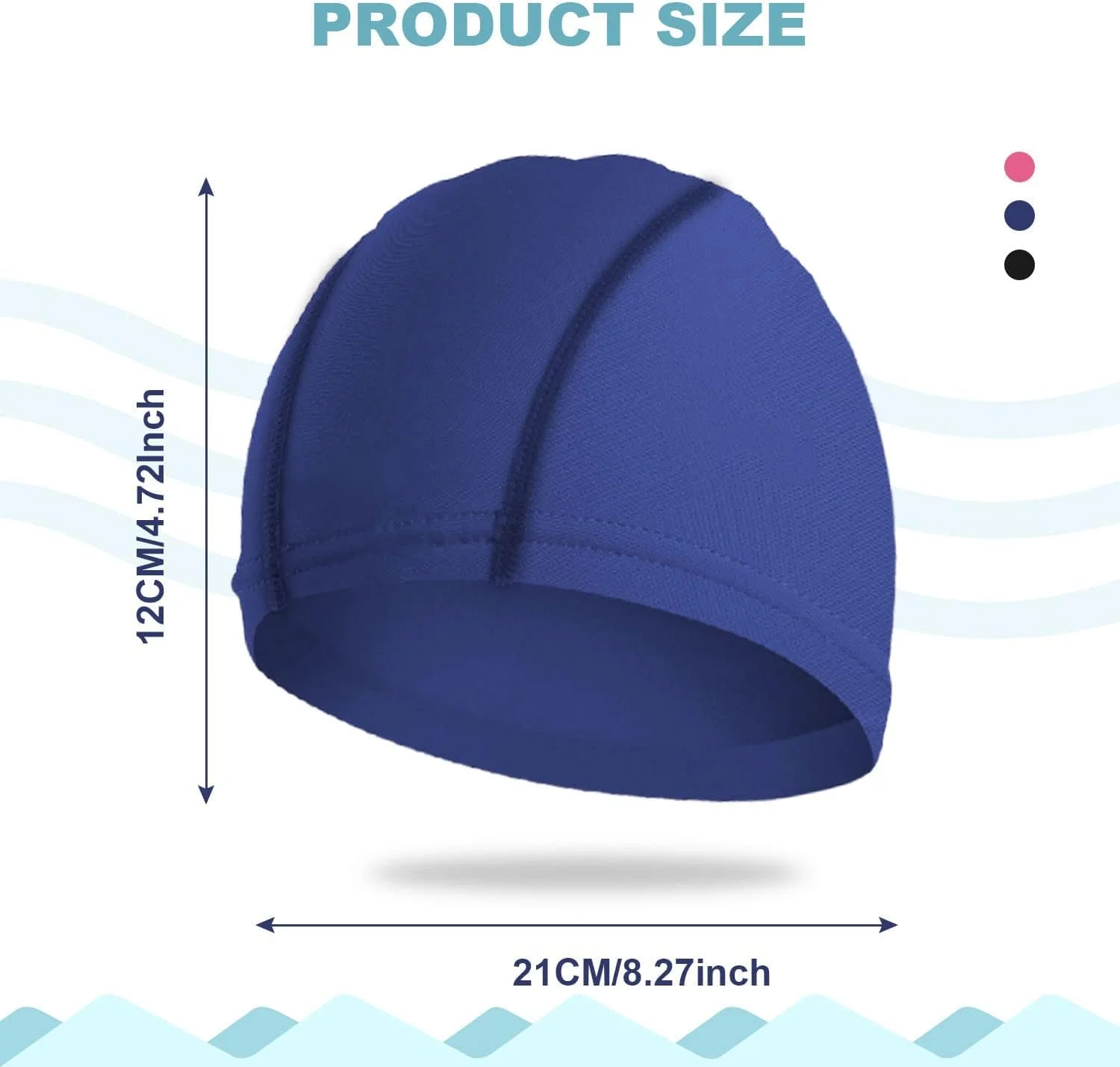 ست ۳ عددی کلاه شنا پارچه ای راحت، کلاه شنا پارچه پلی استر کشی با کیفیت عالی، مناسب برای آقایان و بانوان، کلاه شنا سبک وزن برای ورزش های آبی، ۳ رنگ