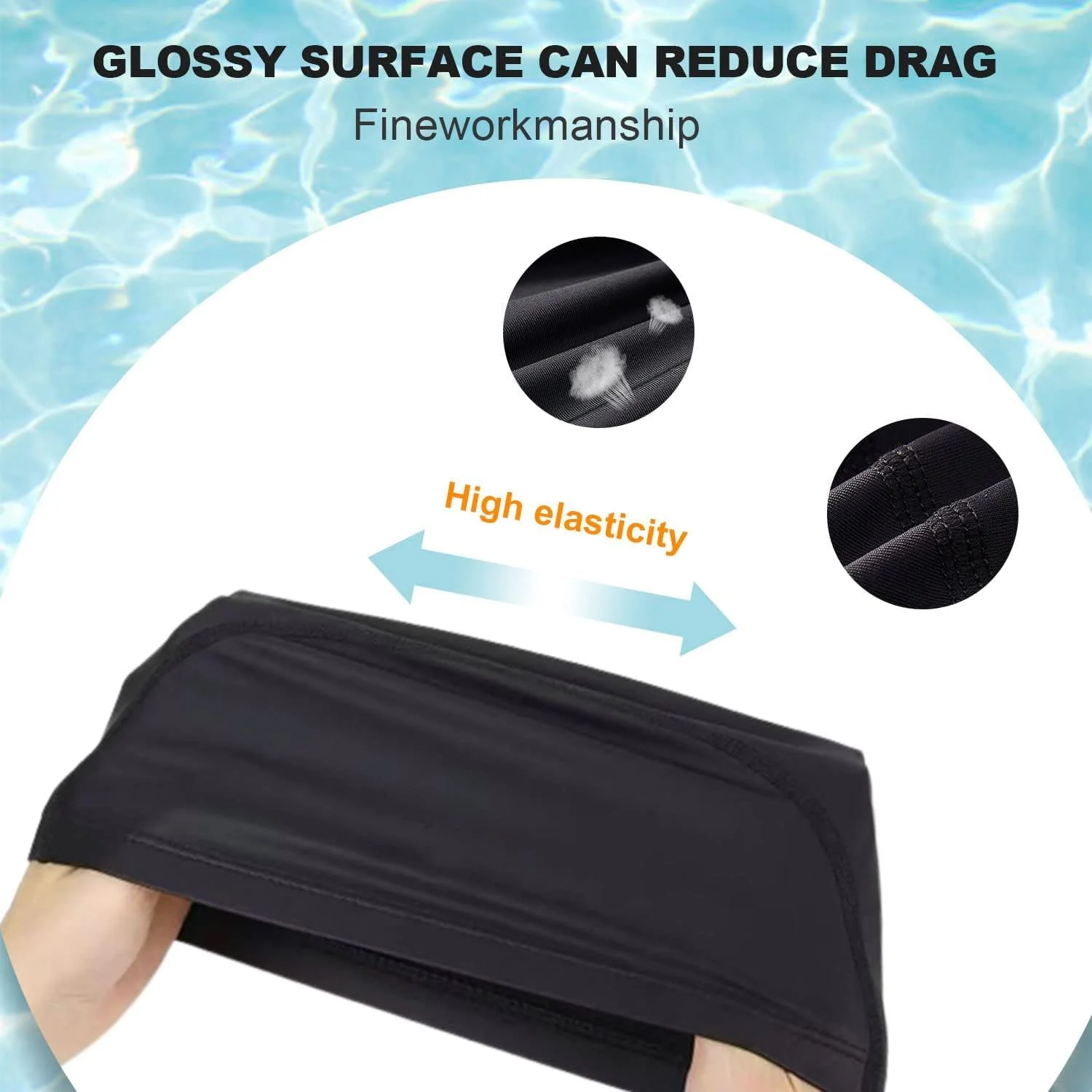 ست ۳ عددی کلاه شنا پارچه ای راحت، کلاه شنا پارچه پلی استر کشی با کیفیت عالی، مناسب برای آقایان و بانوان، کلاه شنا سبک وزن برای ورزش های آبی، ۳ رنگ