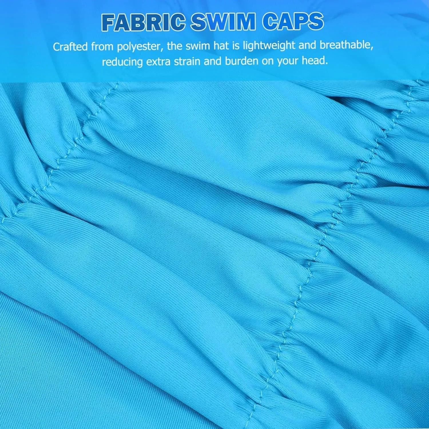 کلاه شنا زنانه، 2 عدد کلاه شنا پارچه ای، کلاه شنای راحت و کشسان چین دار و تنفسی برای موهای بلند برای حفظ مدل مو