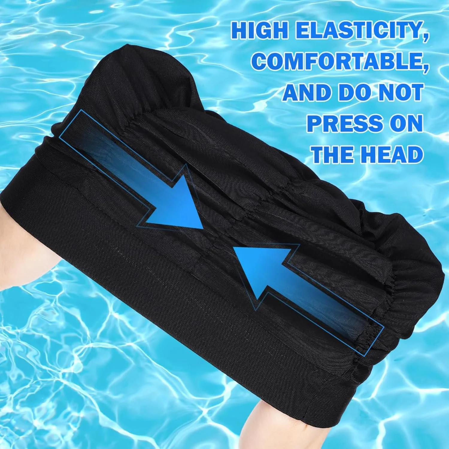 کلاه شنا زنانه، 2 عدد کلاه شنا پارچه ای، کلاه شنای راحت و کشسان چین دار و تنفسی برای موهای بلند برای حفظ مدل مو