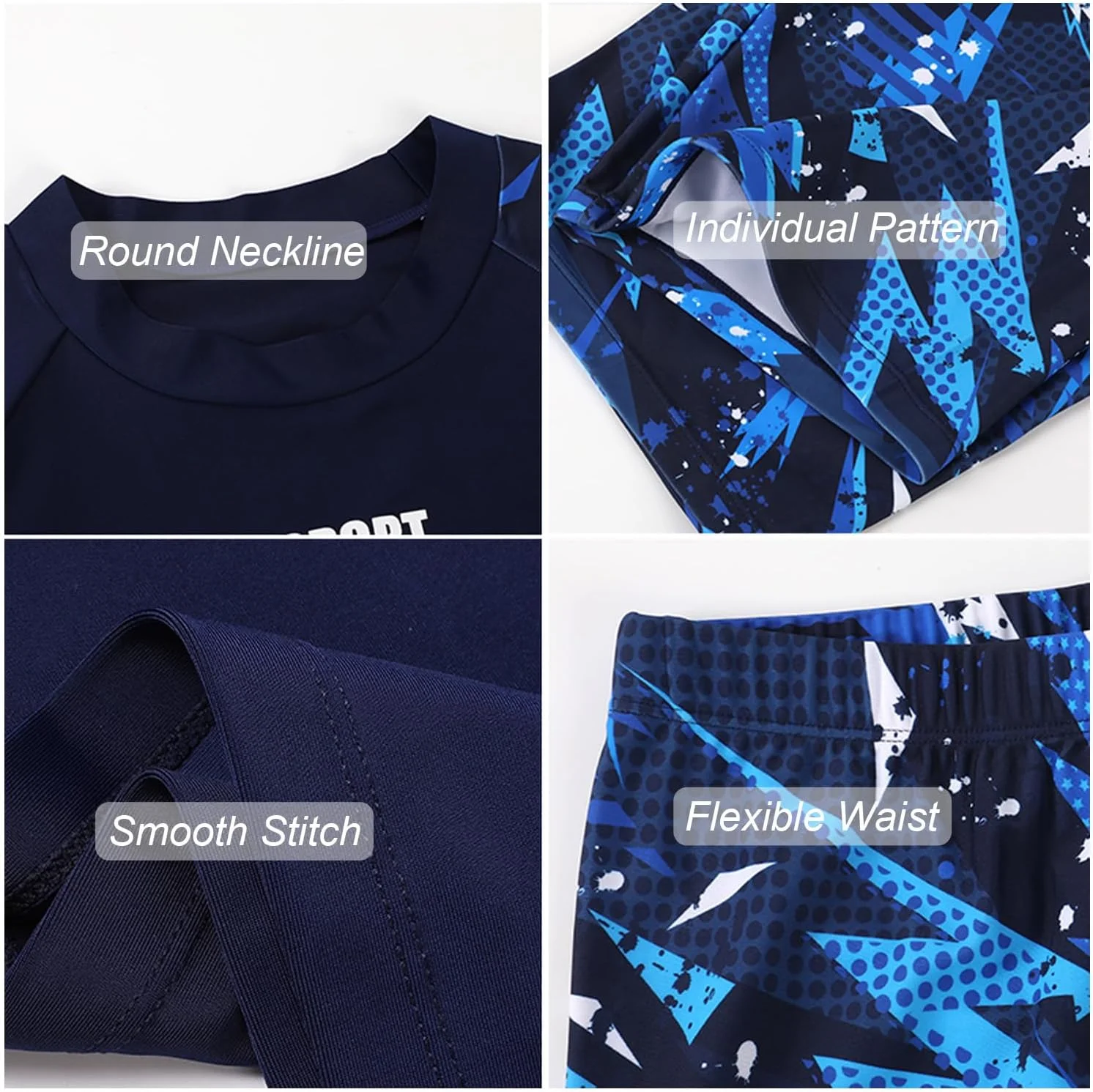 ست مایو پسرانه شامل محافظ بث و شورت شنا با قابلیت خشک شدن سریع برای پسران سایز بزرگ - ست لباس شنا آستین کوتاه 3 تکه مناسب ساحل، موج سواری و استخر برای سنین 8 تا 16 سال