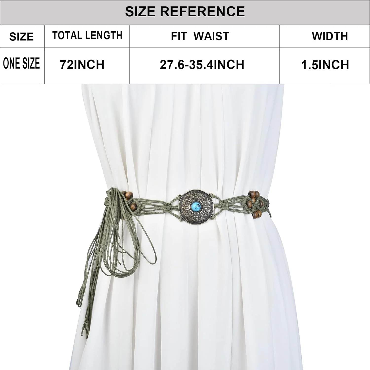 کمربند گره‌دار منگوله‌دار زنانه آی‌لاواتار، کمربند پهن فلزی U11، کمربند بافته طنابی به سبک بوهمی زنانه