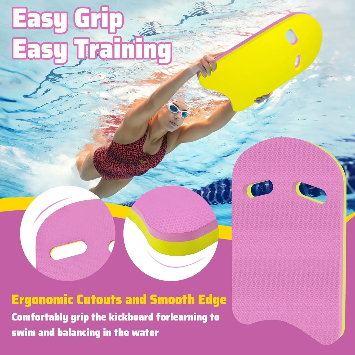 تخته شنای U شکل Azonee، بسته 2 عددی - تخته های آموزشی فوم EVA برای تمام سطوح، شناوری و چسبندگی بیشتر، لوازم جانبی سبک وزن استخر برای کودکان/بزرگسالان (آبی و صورتی، 44x29 سانتی متر) تخته شنای U شکل Azonee، بسته 2 عددی - تخته های آموزشی فوم EVA برای تمام سطوح، شناوری و چسبندگی بیشتر، لوازم جانبی سبک وزن استخر برای کودکان/بزرگسالان (آبی و صورتی، 44x29 سانتی متر)