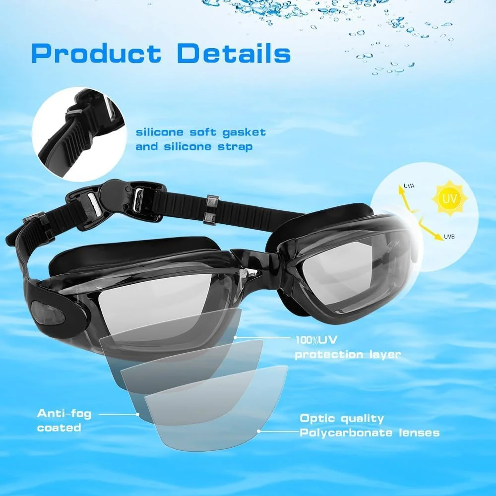 عینک شنا Baeskii، ضد بخار، بدون نشتی، محافظت UV، عینک ایمنی برای بزرگسالان، زنان، مردان و نوجوانان عینک شنا Baeskii، ضد بخار، بدون نشتی، محافظت UV، عینک ایمنی برای بزرگسالان، زنان، مردان و نوجوانان