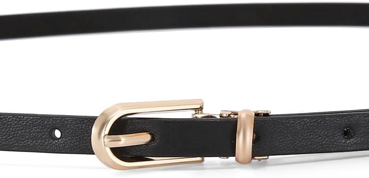 بسته چهارتایی کمربند باریک چرمی مصنوعی زنانه، کمربند باریک برای لباس، شلوار جین، مناسب بانوان و دختران، کمربند باریک کمر با عرض 1 سانتی متر