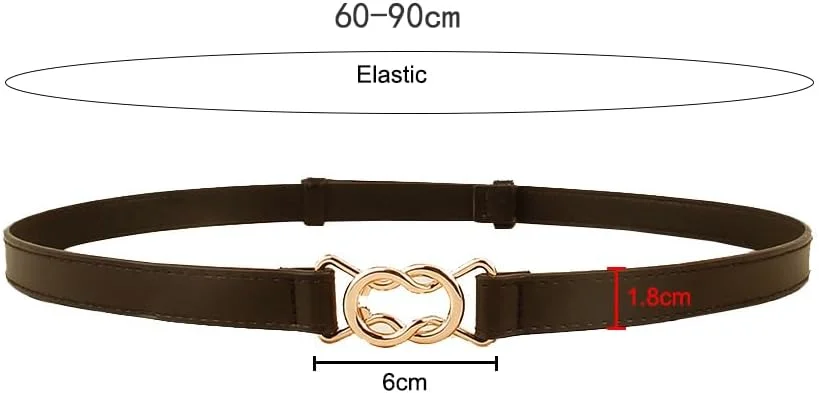 ست ۳ عددی کمربند باریک زنانه برای لباس، کشی و انعطاف پذیر با سگک فلزی، عرض ۱.۸ سانتی متر، مشکی، قهوه ای، سفید
