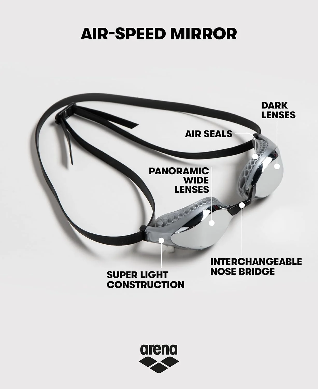 عینک شنا آرنا مدل AIRSPEED MIRROR - نقره ای-آبی