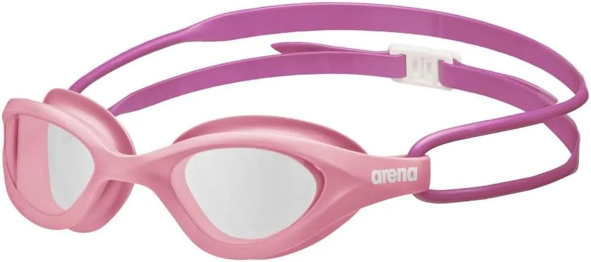 عینک شنا آرنا مدل 365 مناسب نوجوانان 6 تا 12 سال، لنزهای نشکن بدون آینه، ضد بخار، شفاف/صورتی/بنفش