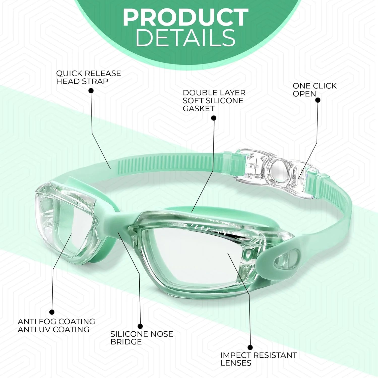 عینک شنا کودک، ضد بخار و ضد نشت، عینک برای کودکان، بزرگسالان، مردان و زنان با بند قابل تنظیم و گوش گیر عینک شنا کودک، ضد بخار و ضد نشت، عینک برای کودکان، بزرگسالان، مردان و زنان با بند قابل تنظیم و گوش گیر