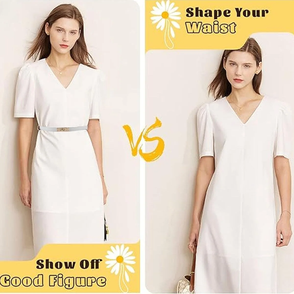 کمربند زنانه Goodern، کمربند باریک کلاسیک زنانه برای شلوار جین، کمربند سگک دار برای لباس، کمربند باریک کمر، کمربند چرمی آلیاژی قابل تنظیم و تزئینی برای لباس، شلوار جین، شلوار و پالتو