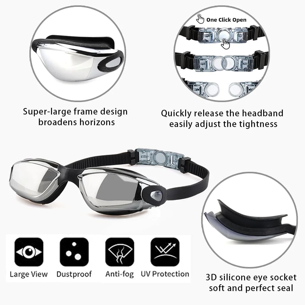 مجموعه عینک شنا Aowin با کلاه، گوش گیر، گیره بینی و کیف، عینک شنا مقاوم در برابر اشعه ماوراء بنفش و ضد بخار، عینک شنای دید واضح و عریض 5 در 1، بدون نشت گیره بینی و گوش گیر برای شنای مردان و زنان مجموعه عینک شنا Aowin با کلاه، گوش گیر، گیره بینی و کیف، عینک شنا مقاوم در برابر اشعه ماوراء بنفش و ضد بخار، عینک شنای دید واضح و عریض 5 در 1، بدون نشت گیره بینی و گوش گیر برای شنای مردان و زنان