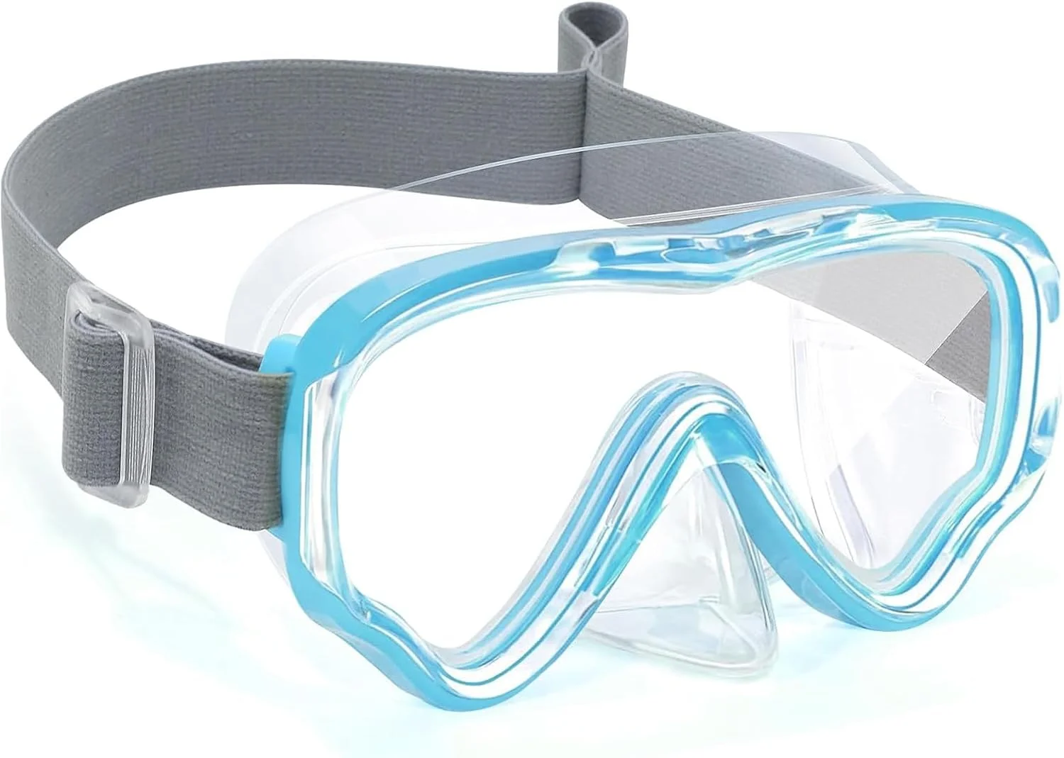 عینک شنای کودکانه با پوشش بینی، ماسک غواصی با بند پارچه ای الاستیک، لنز ضد مه و ضد شکست برای عینک شنای کودکان، بند بافتنی نرم قابل تنظیم برای شنا، غواصی سطحی و غواصی اسکوبا